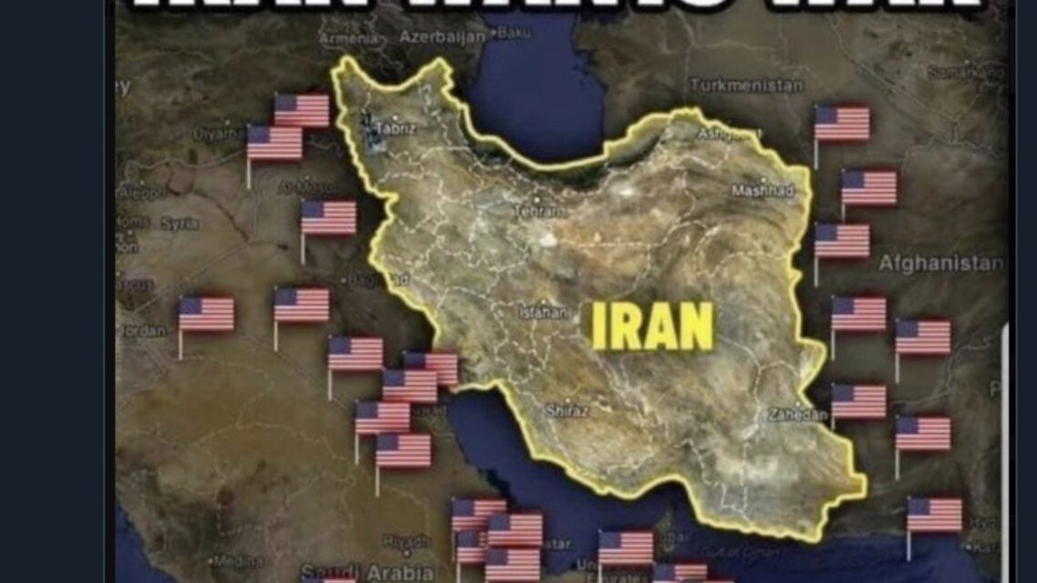 IRAN WILL KRIEG. Schauen Sie, wie nahe sie ihr Land an unsere Militärbasen bringen